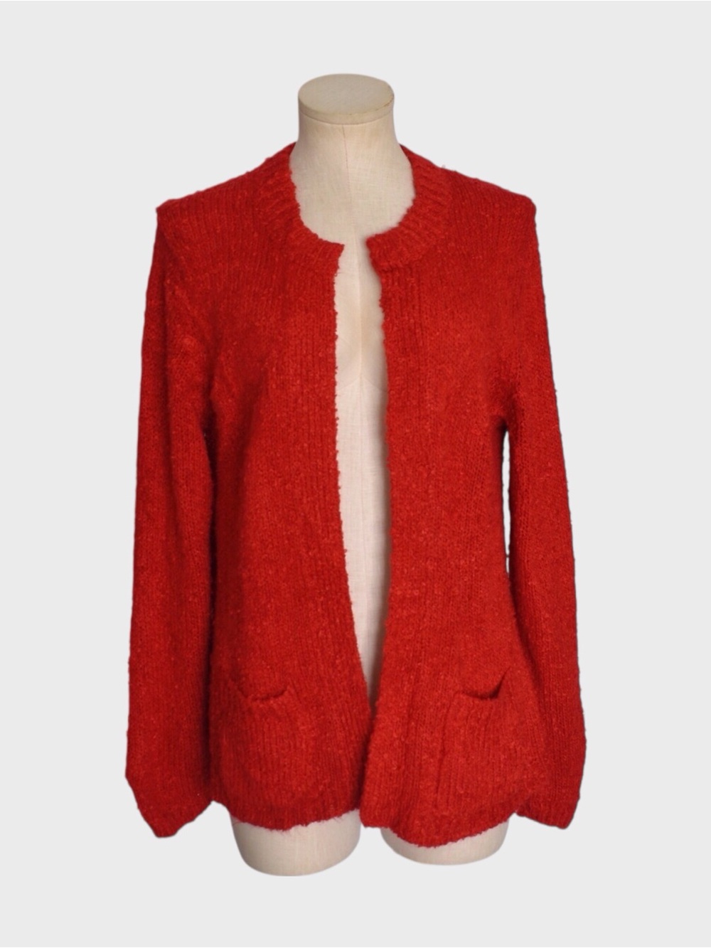 YarnWorks Vintage Bouclé Knit Open Front Cardigan